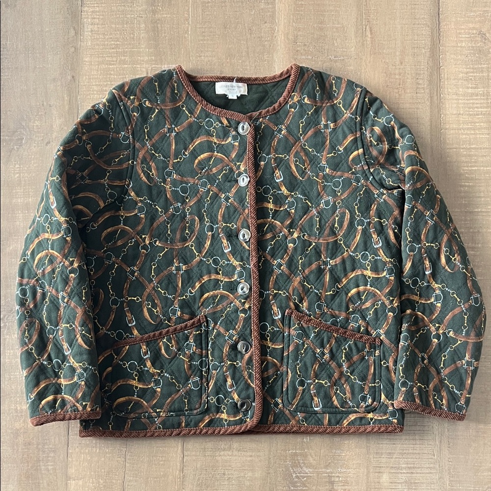 Vintage Jones New York Quilted Equestrian Horsebit Cardigan Jacket